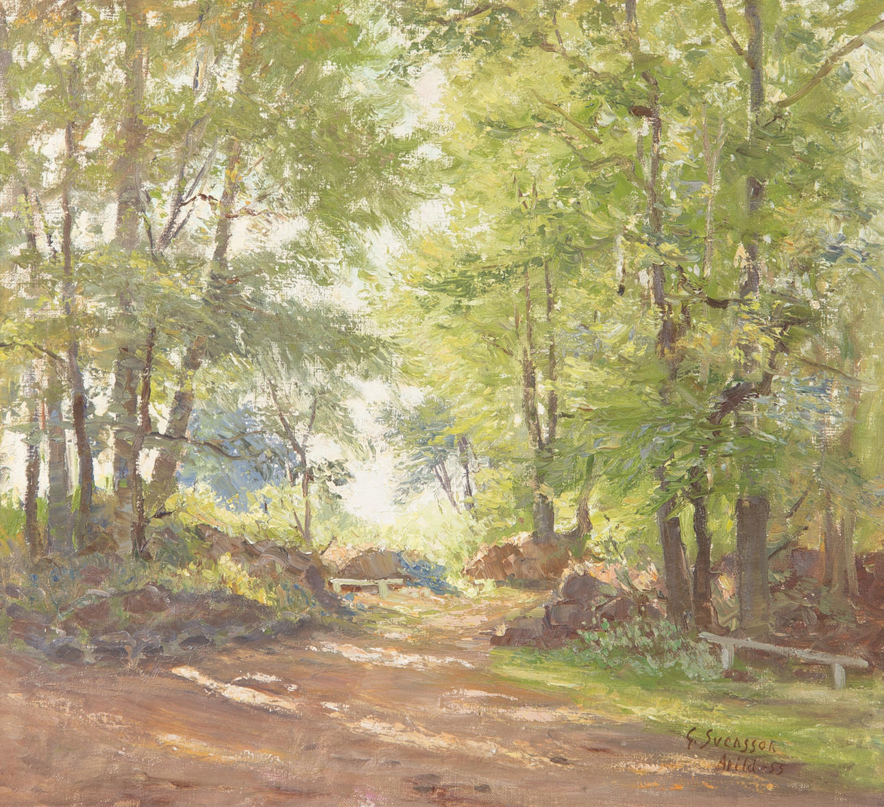 GÖTE SVENSSON. "Arilds källa", olja på duk, signerad G. Svensson Arild -55.