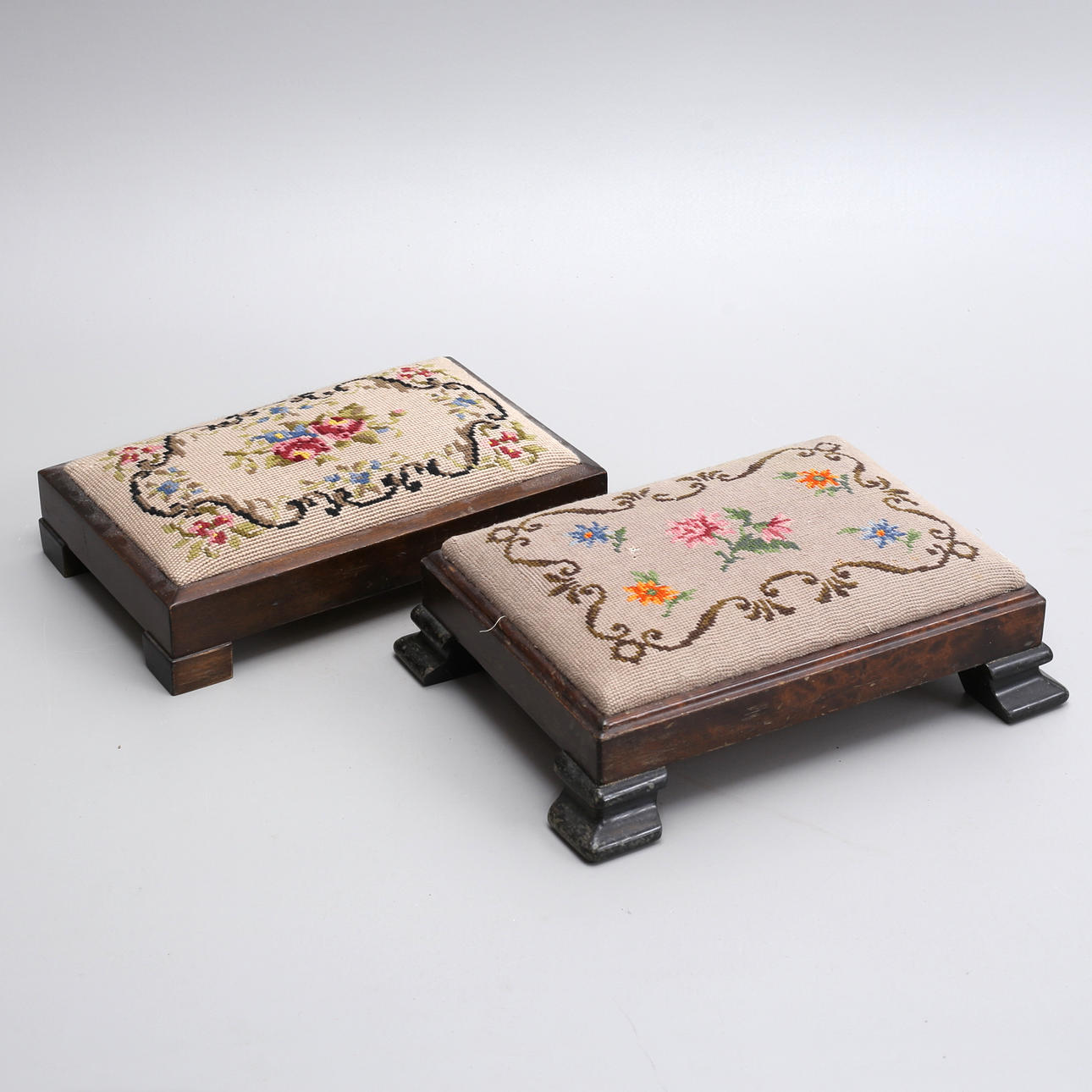 WEDDING STOOLS, 2 pcs, early 20th century.