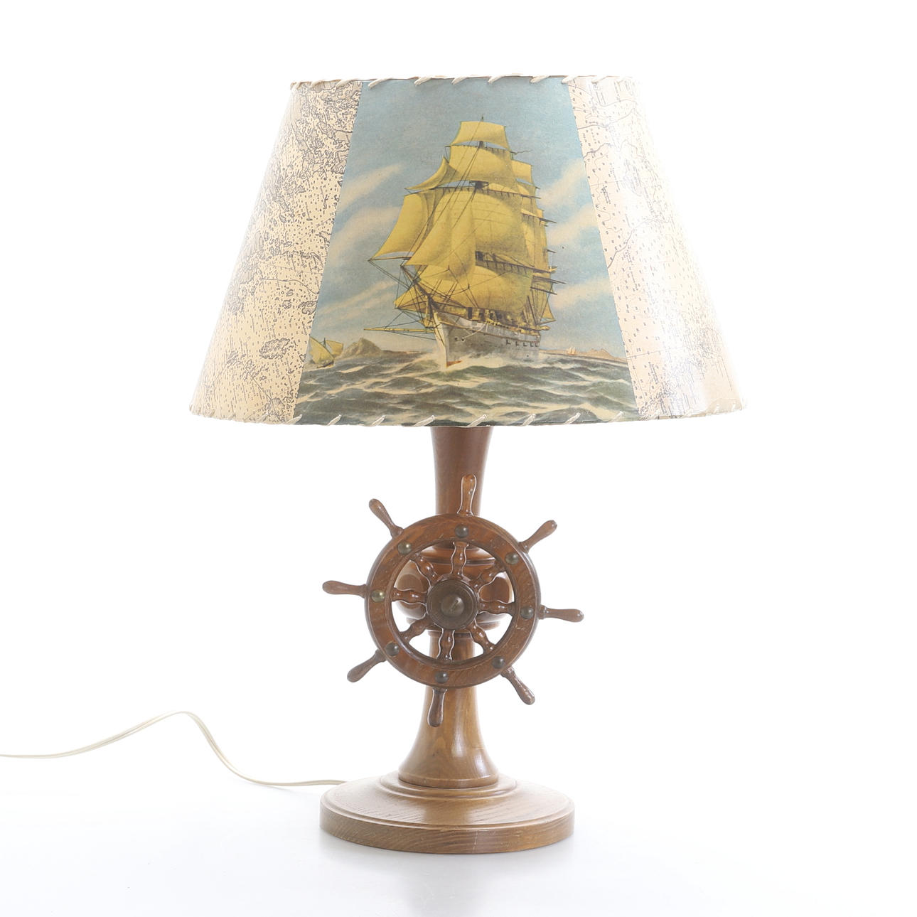 TABLE LAMP, wood, 20th century.