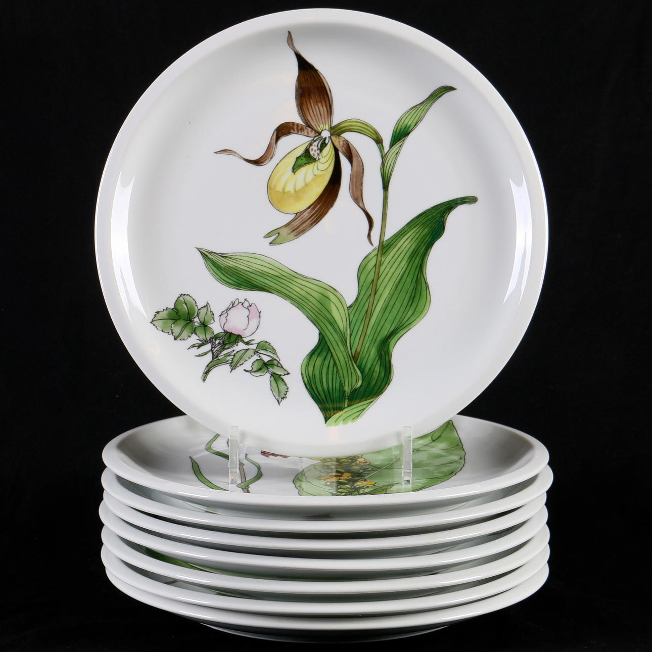 TALLRIKAR, 8 st. Porslin, "Midsommar", Design Marguerite Walfridsson, IKEA. 1970-tal.