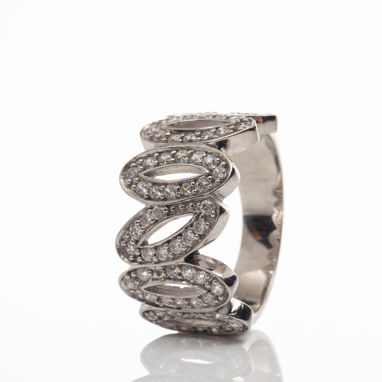 RING, sterling silver, cubic zirconia.