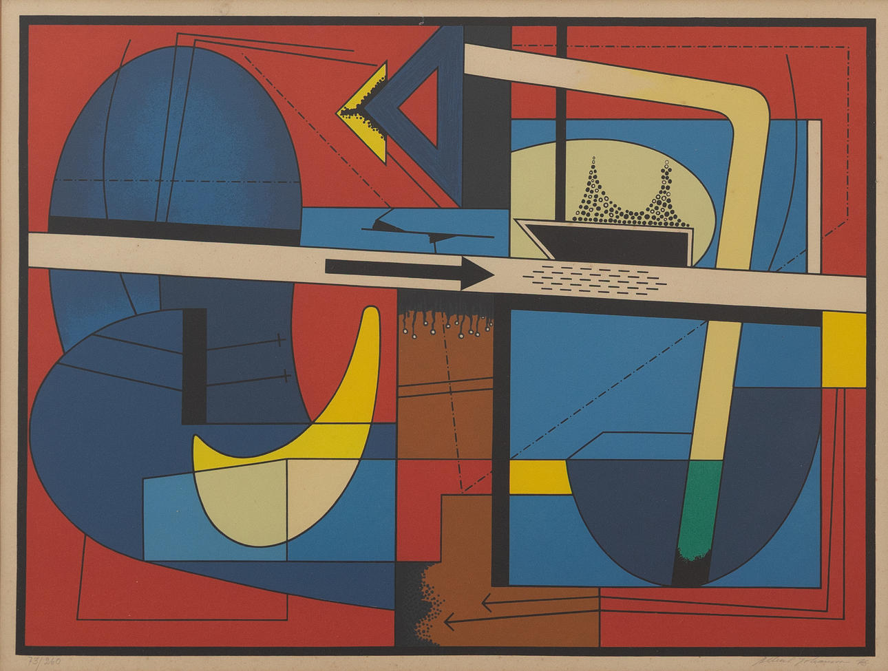 ALBERT JOHANSSON. Composition, lithograph no. 73/260, signed and dated -76.