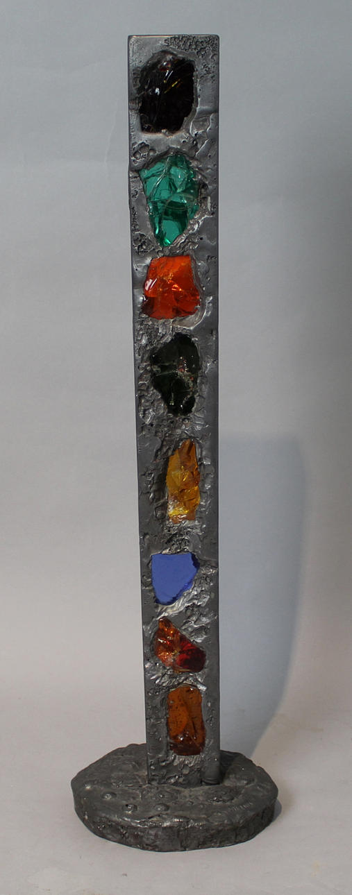 KARIN NORELIUS. Komposition. Skulptur i färgat glas och bly. Signerad K Norelius.