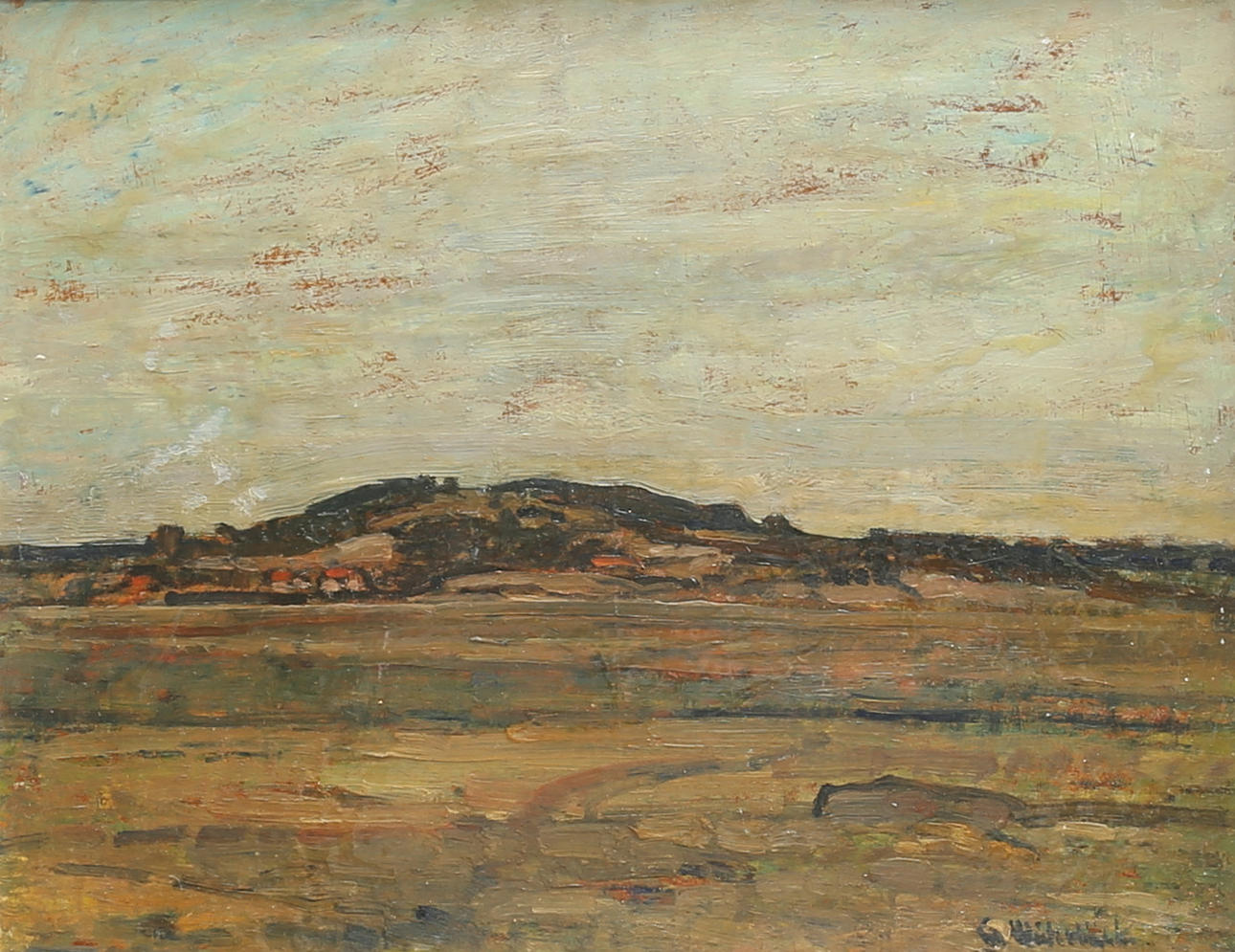 GUSTEN WIDERBÄCK. Landskapsmotiv. Olja på pannå, signerad.