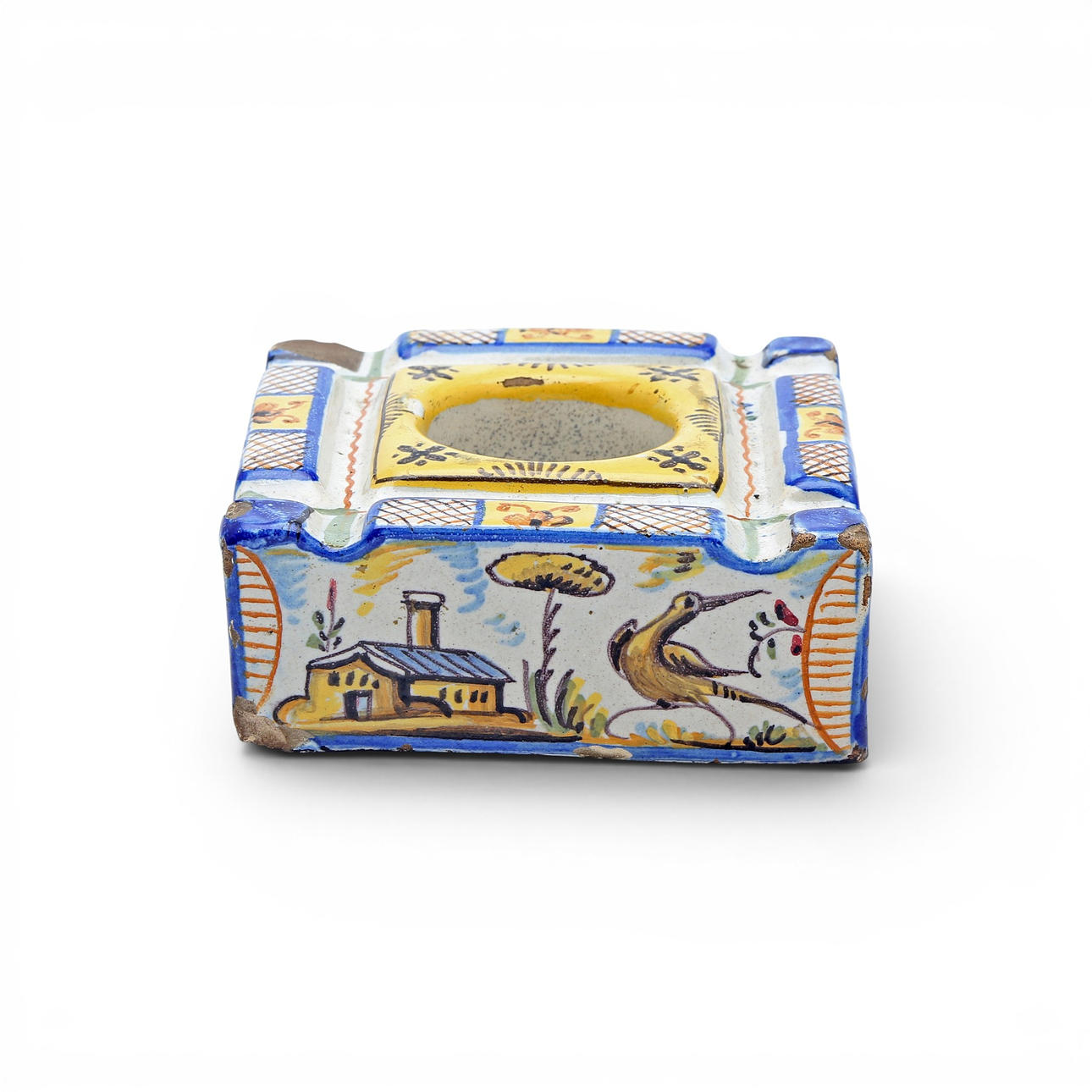 Talavera earthenware inkwell, early 20th Century.