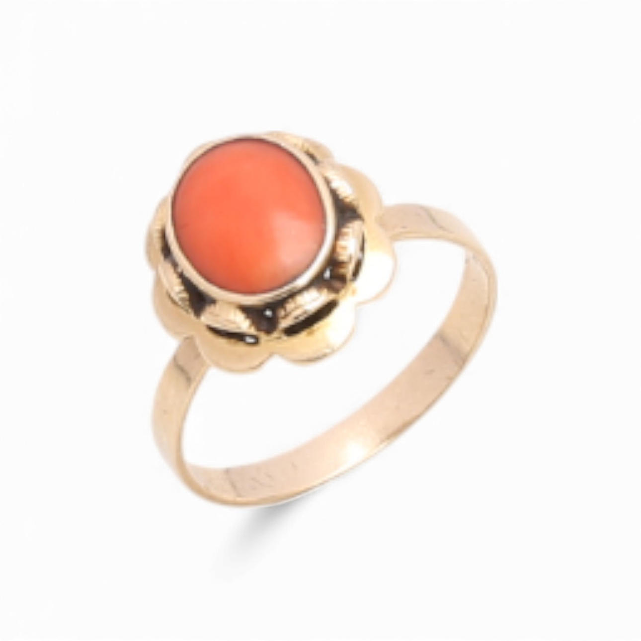 Gold and coral floral ring.