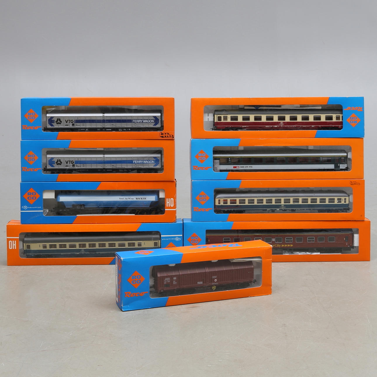 TÅGVAGNAR, 9 st, Roco.