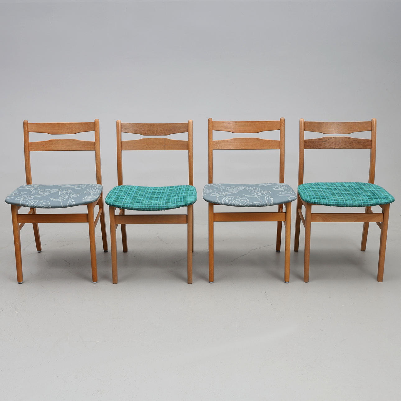 CHAIRS, 4 pcs, teak & beech, Denmark, 1960s.