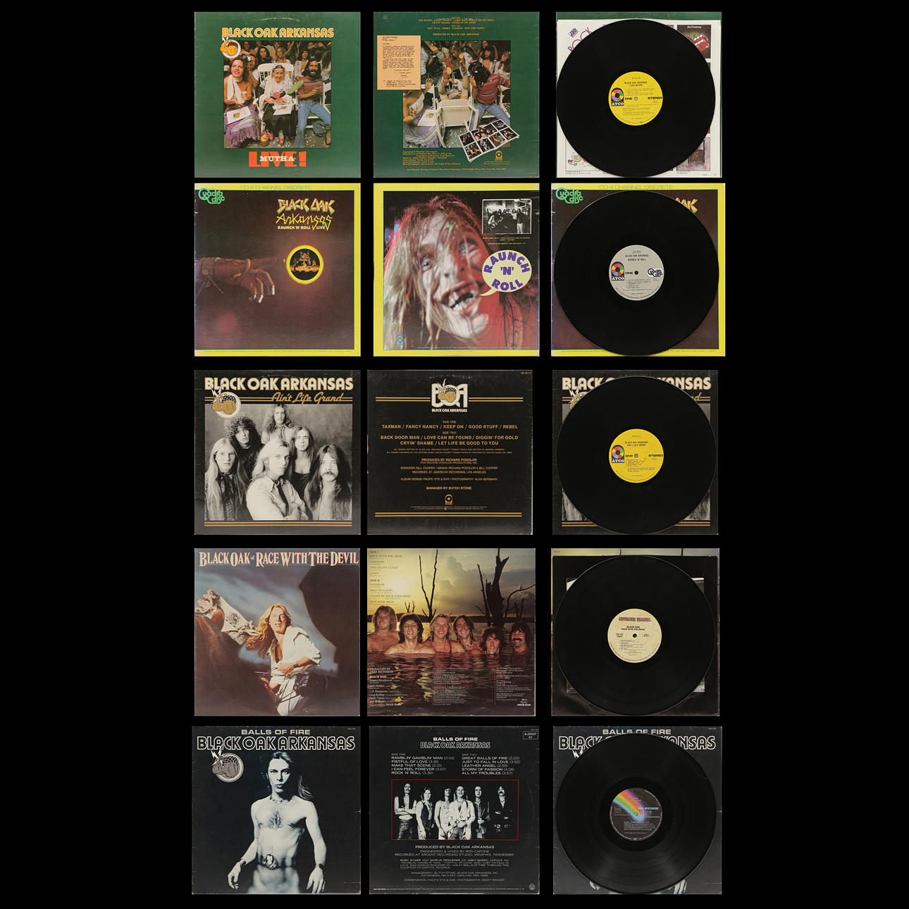 5 LPs, BLACK OAK ARKANSAS.