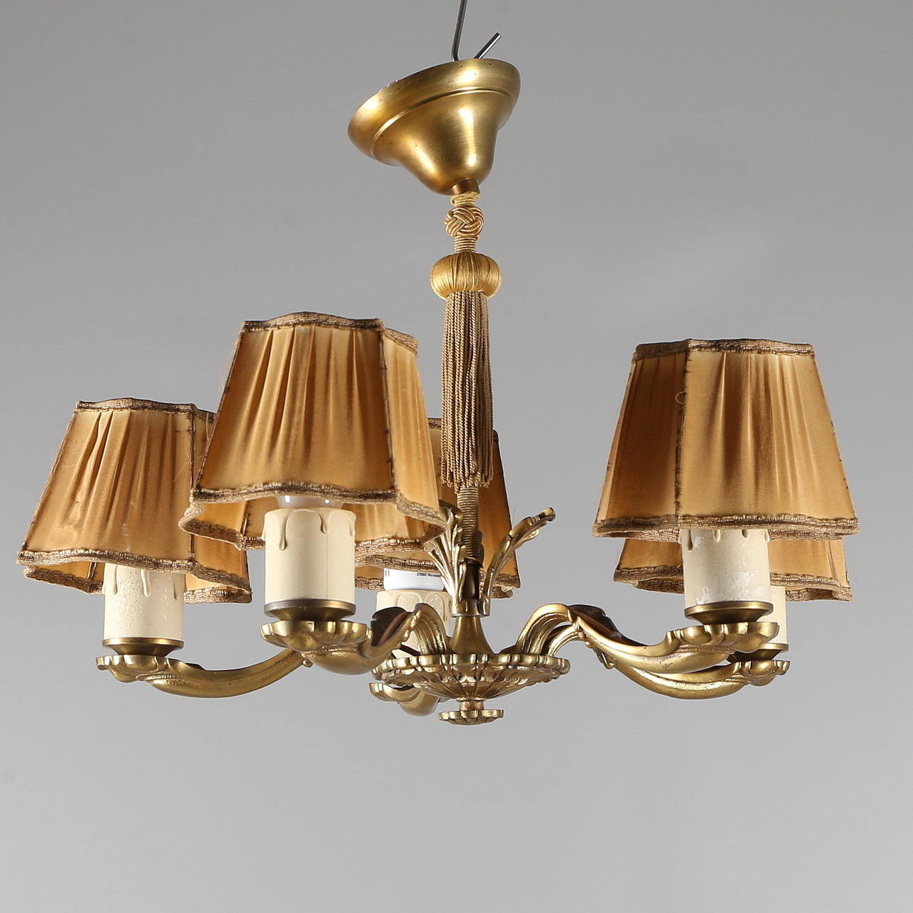 TAKLAMPA, mässing, empire-stil, 1900-tal.