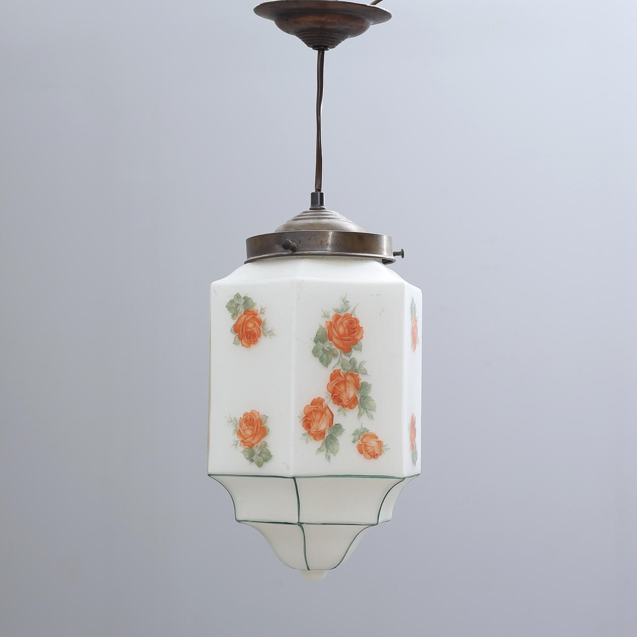 CEILING LAMP, glass/metal, 1930s/40s.