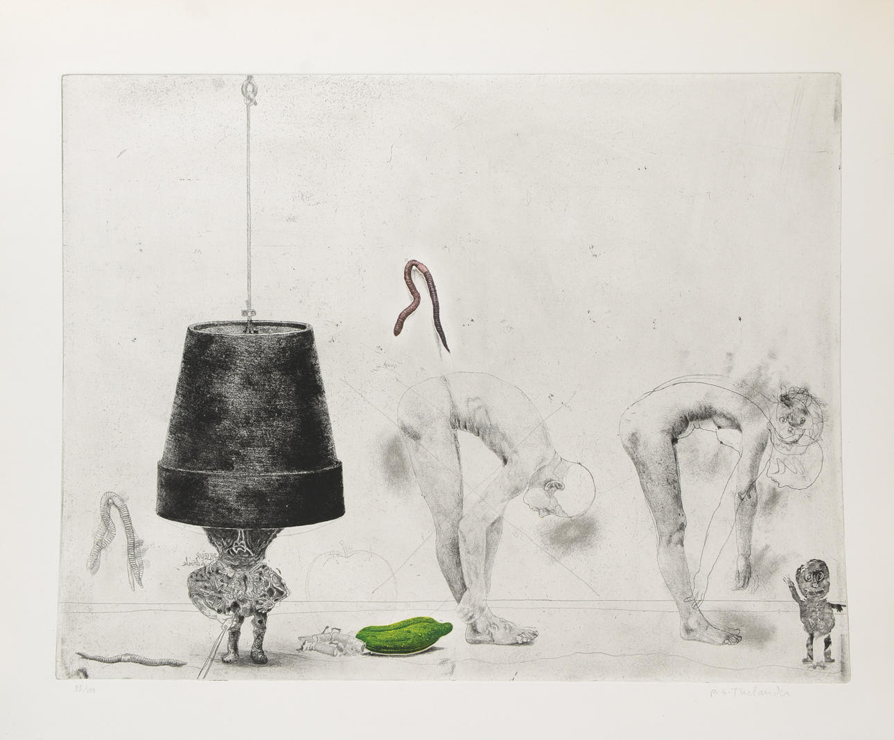 PER GUNNAR THELANDER. Nude man, etching, signed and numbered.