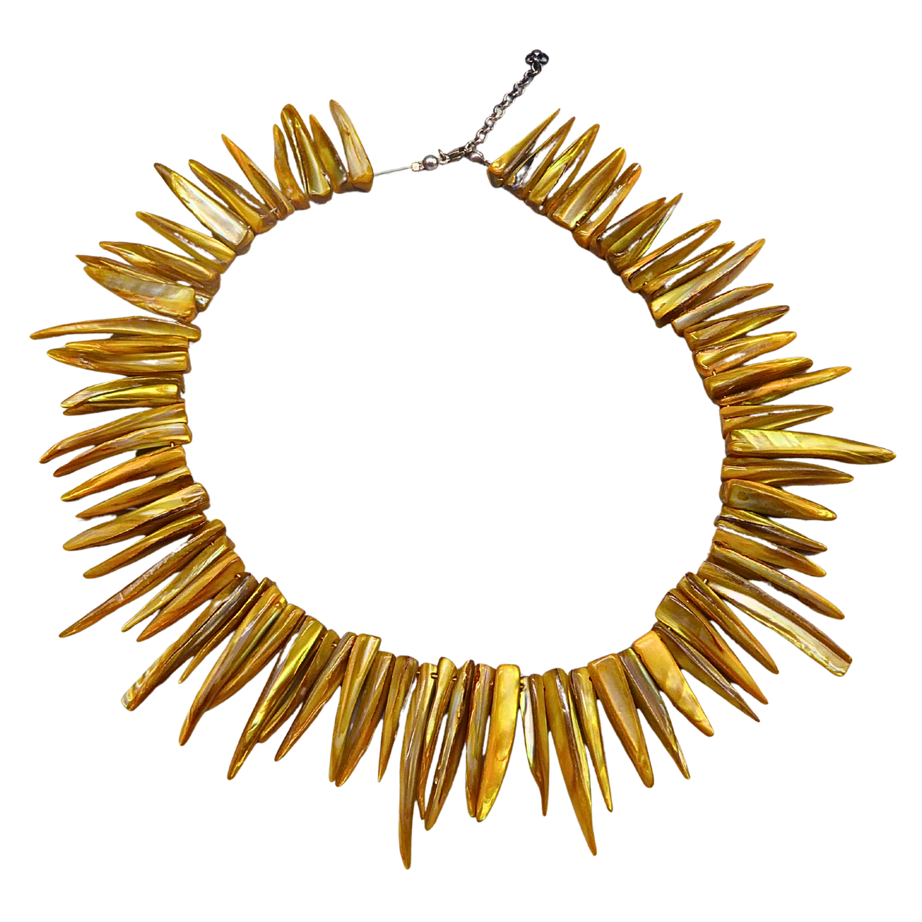 NECKLACE WITH POINTED BARS AND ADJUSTABLE CHAIN CLASP.