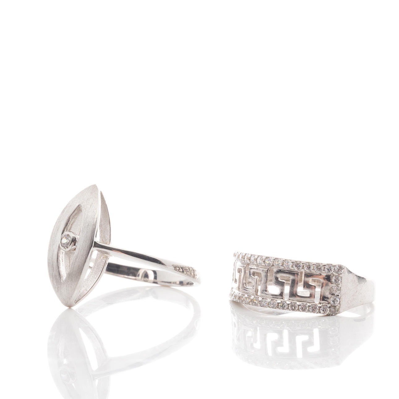 RINGS, 2 pcs, Sterling silver, Cubic zirconia.