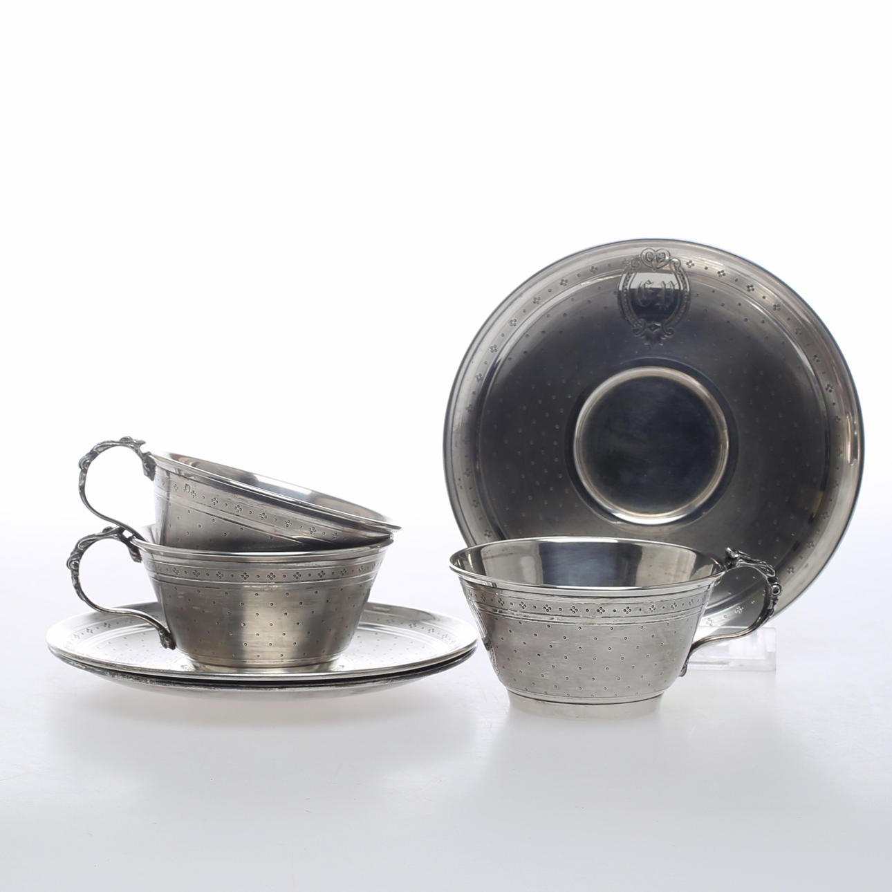 KOPP MED FAT, 3 set, silver, Ladoucette & Gavard, Frankrike, 1800-tal.