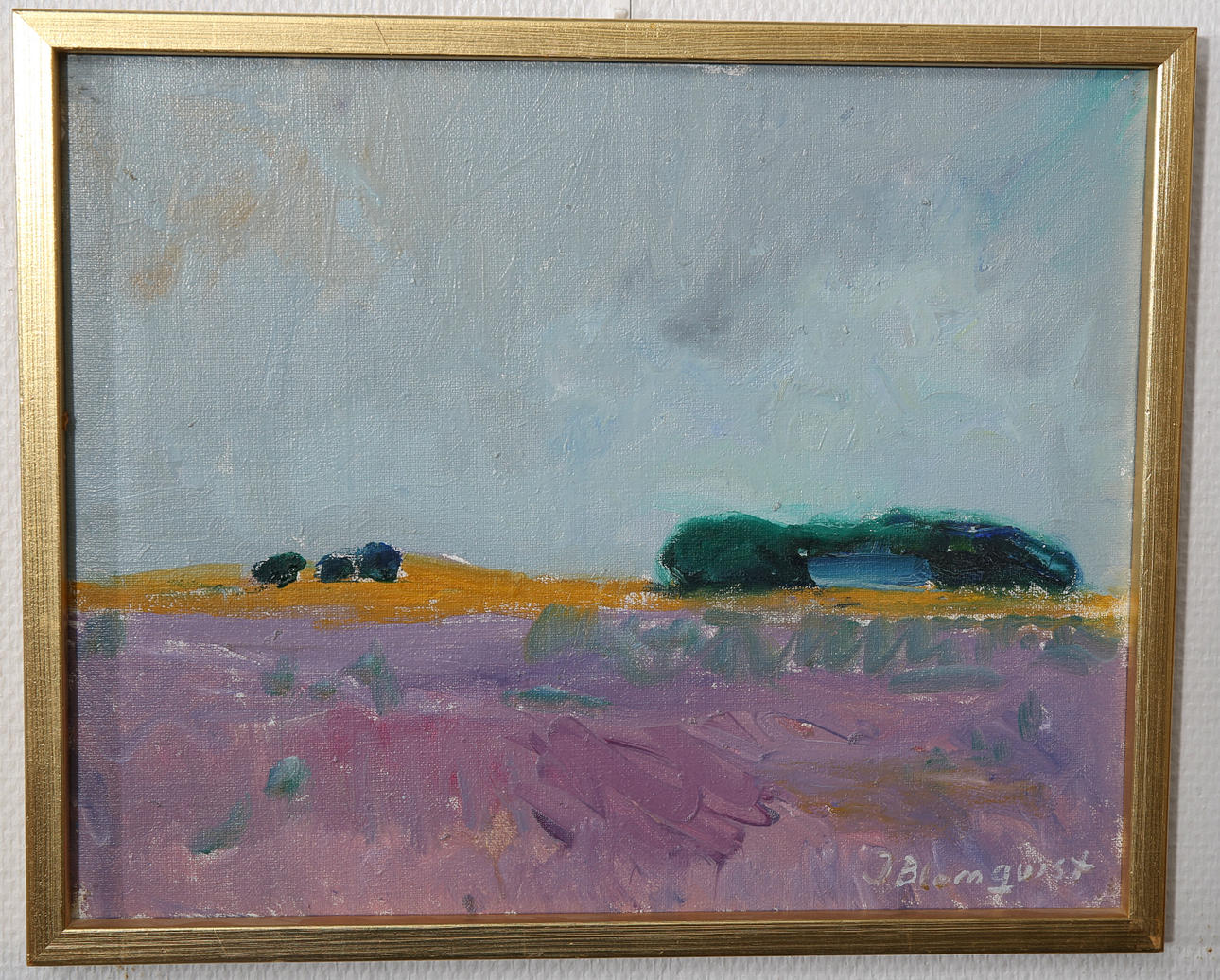 INGE BLOMQVIST. Olja på duk, Utsikt över fälten, signerad I Blomqvist.