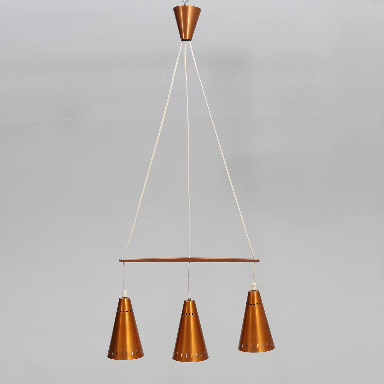 CEILING LAMP, teak, copper, 1960s.
