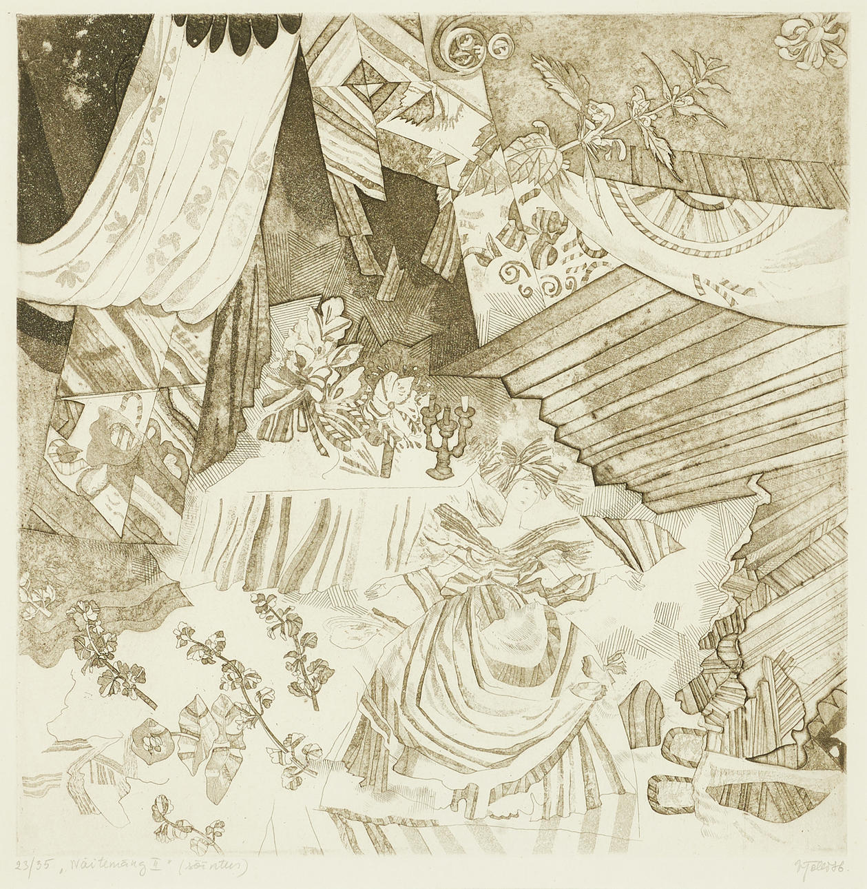 VIVE TOLLI (ESTLAND, 1928-2020). "Näitemäng II", signerad och daterad -76, numrerad 23/35, etsning