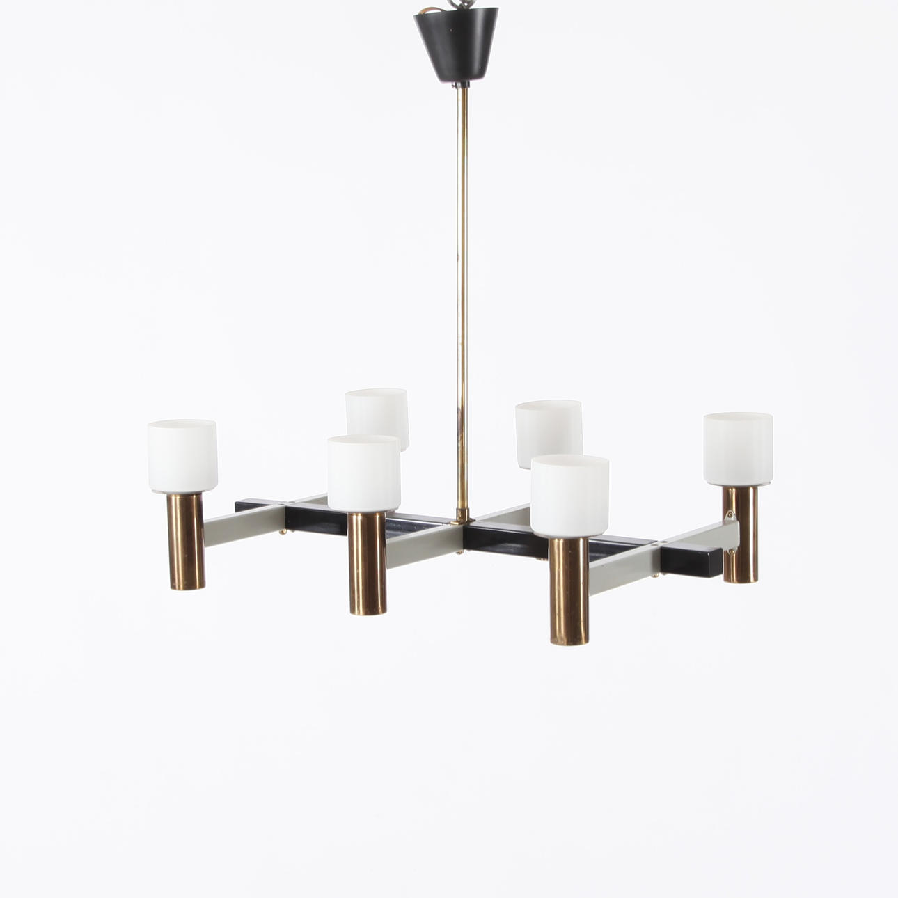 CEILING LIGHT, brass, glass, Sweden 1960s.