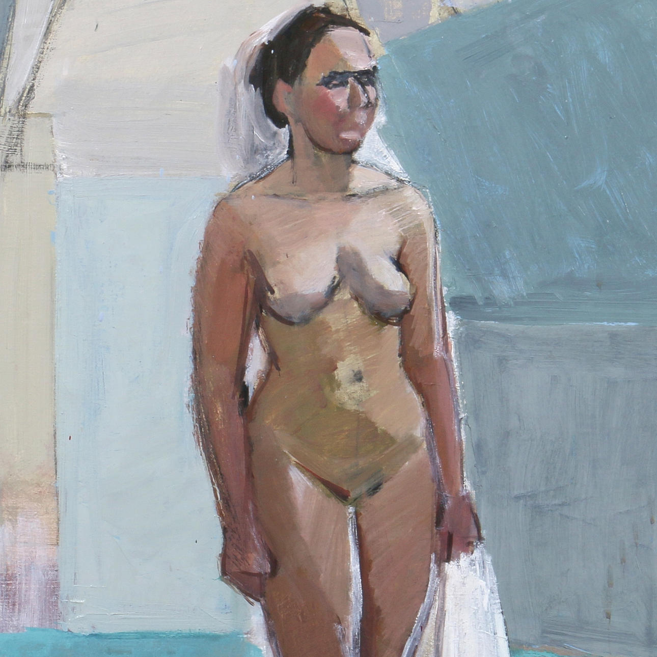 BRITA AF KLERCKER. Olja på duk, "Stående modell", signerad, 1950-tal.