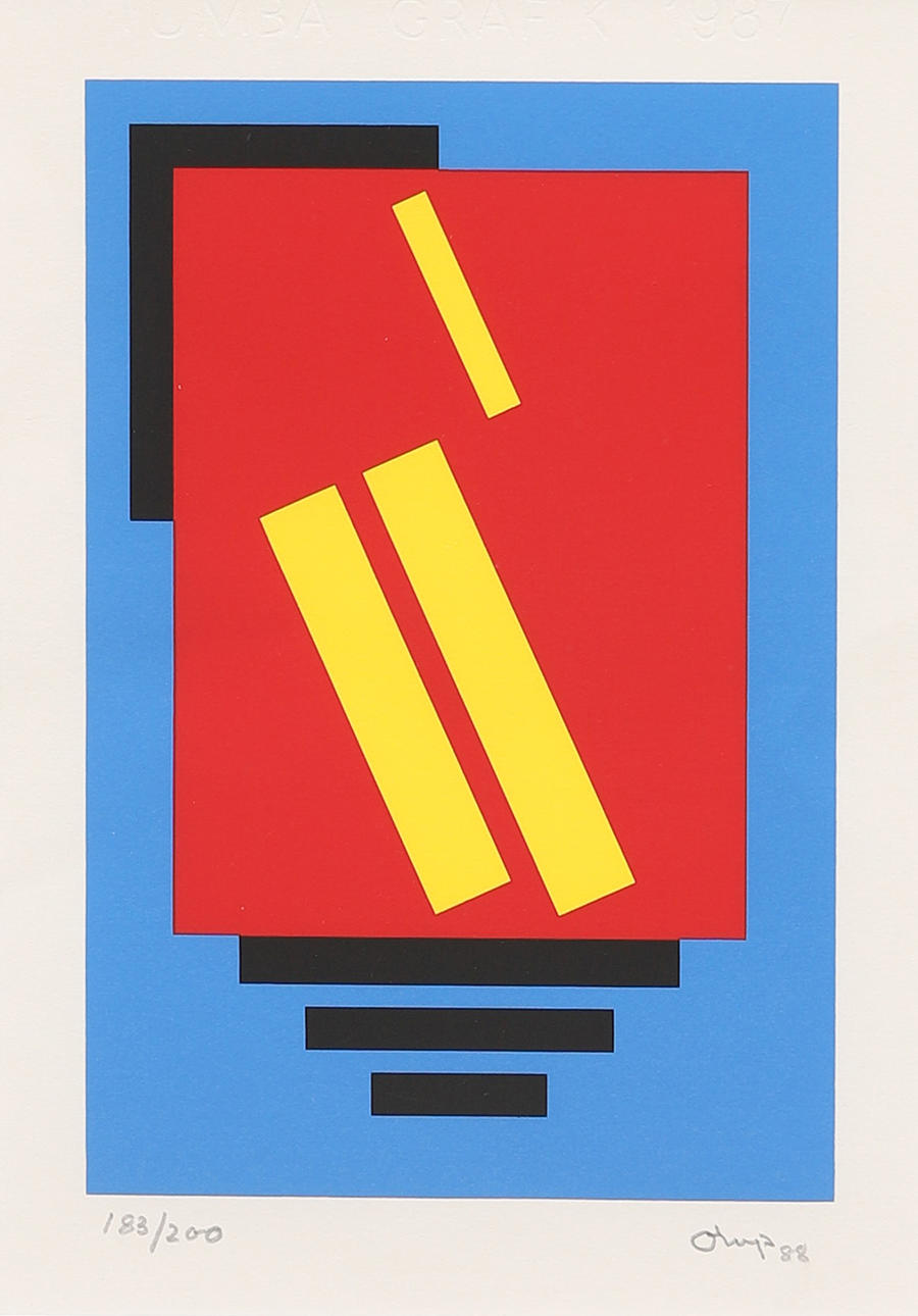 BENGT ORUP. Concrete composition, lithograph, signed and numbered 183/200, dated 88.