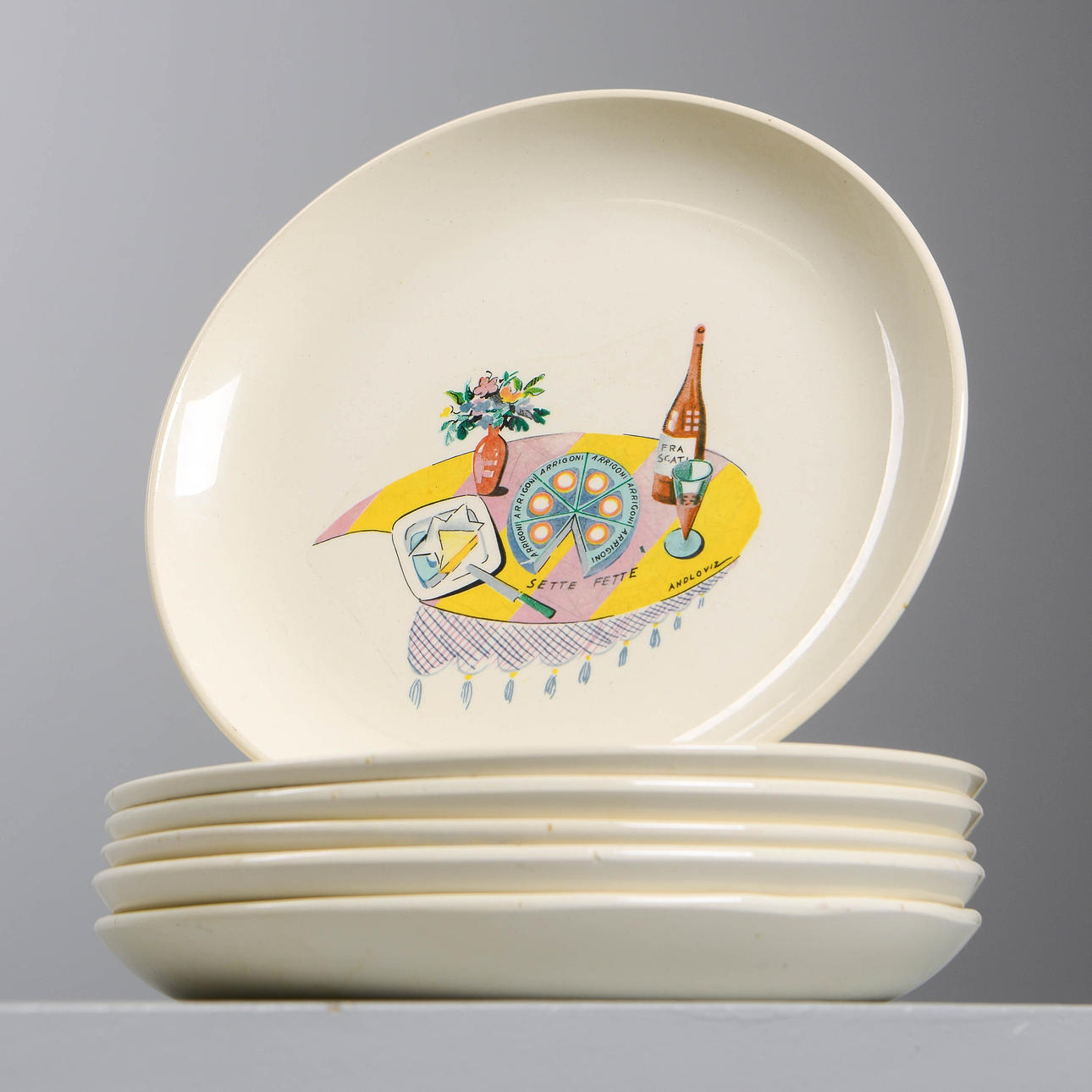 TALLRIKAR, 6 st, Societá Ceramica, Laveno, Italien, 1900-talets andra del