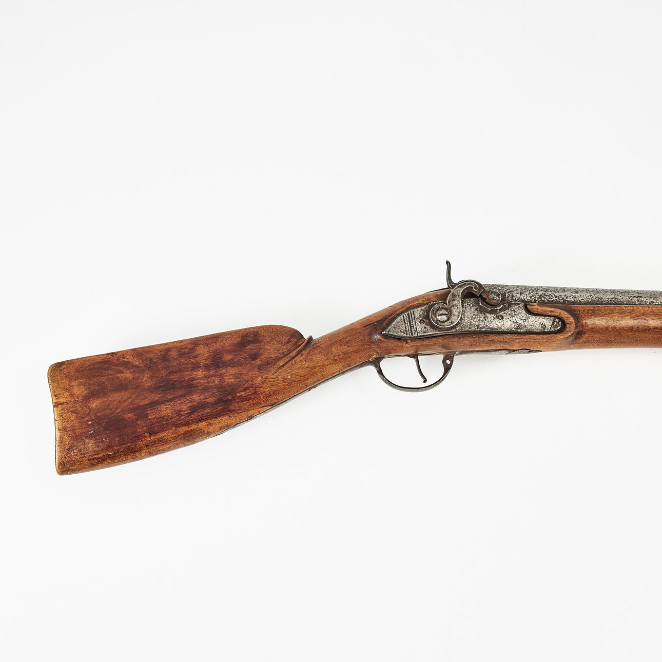 PERCUSSION RIFLE, 19th century, converted from flintlock.