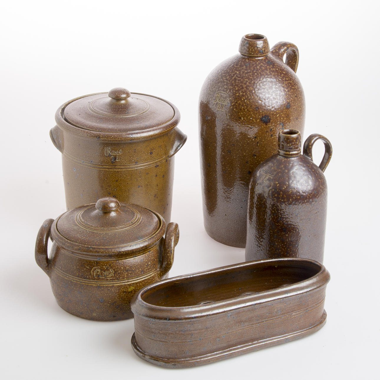 BRÄNNVINSKRUS, KRUS MED LOCK SAMT LJUSSTAKE, 5 delar, Raus.