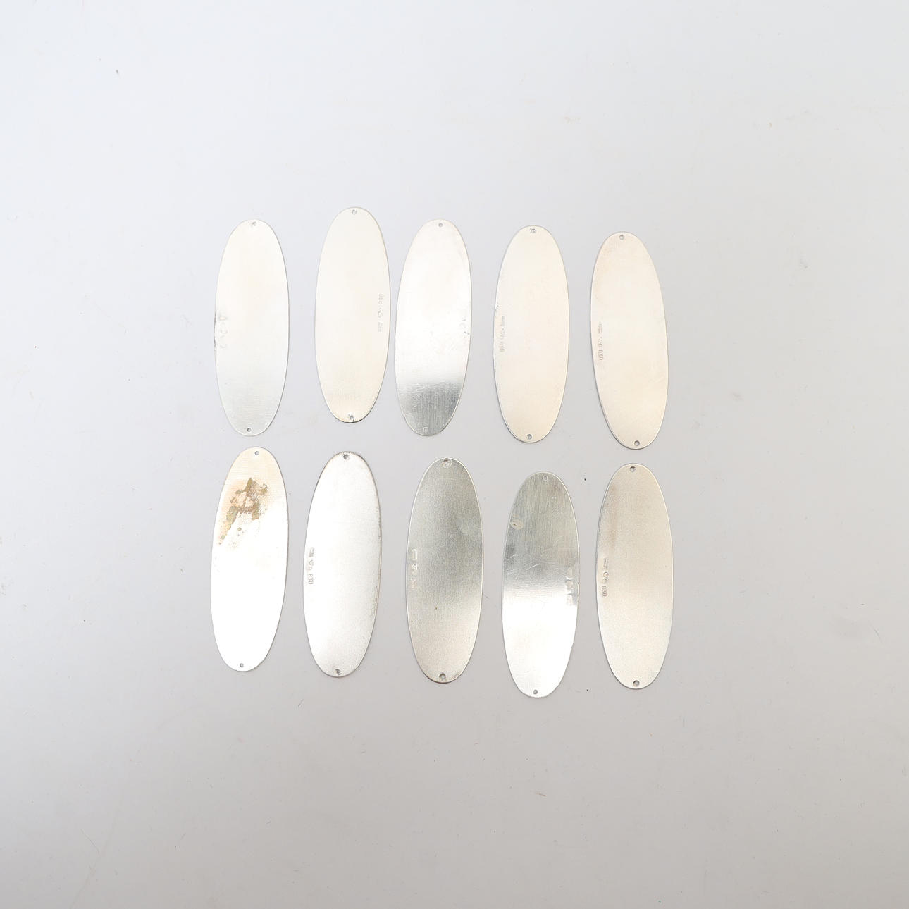 PLAQUES, 10 pcs, silver, hallmarked.