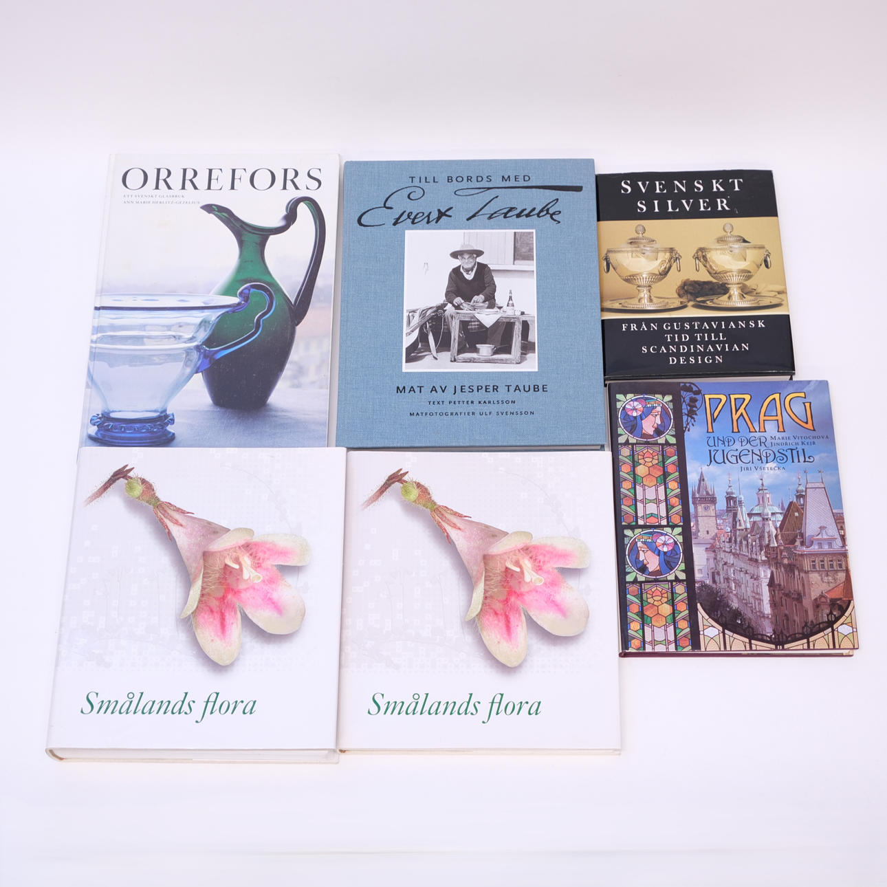 6 BOOKS, E.G. ORREFORS, SWEDISH SILVER.