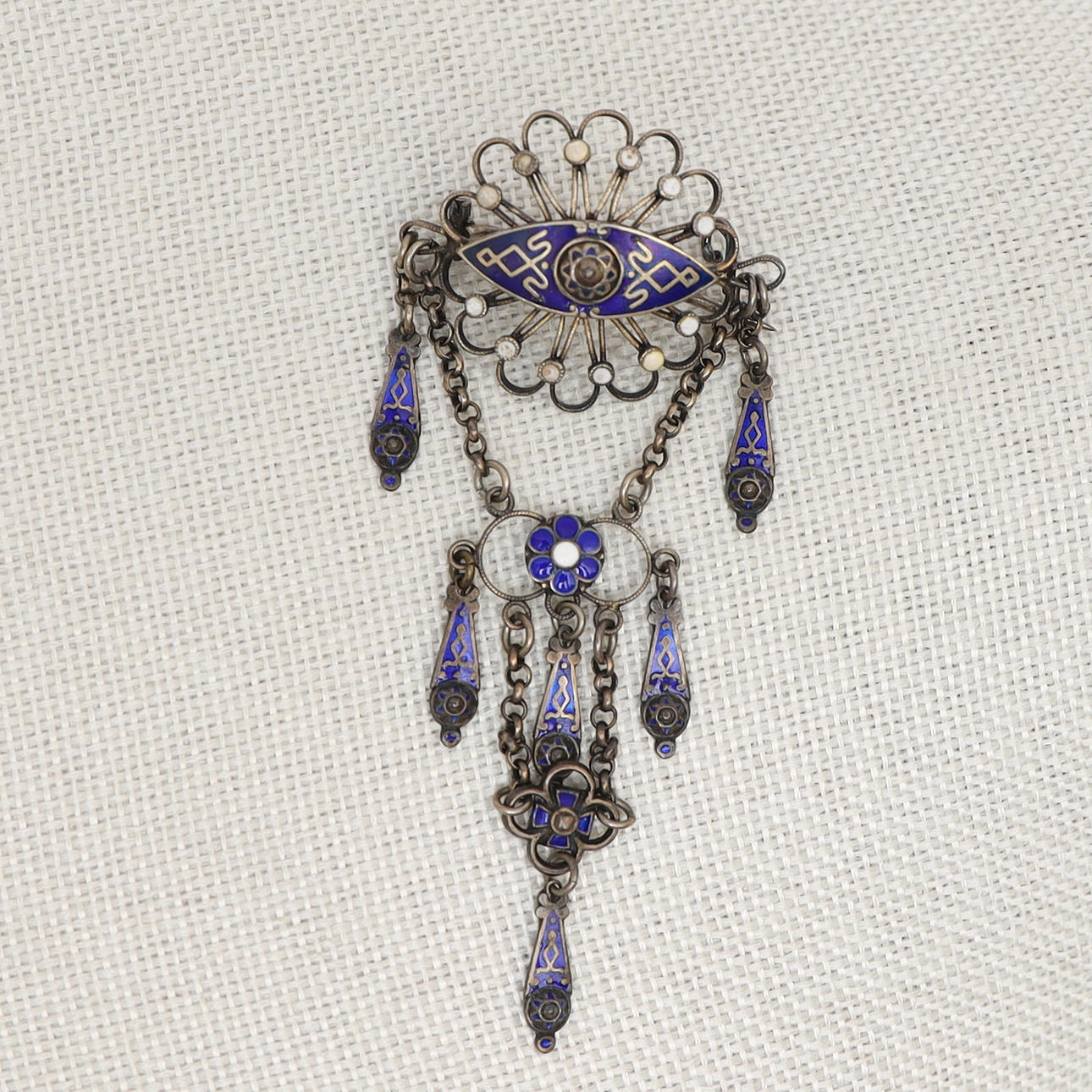 BROOCH, silver, likely Norway, with enamelled decoration.