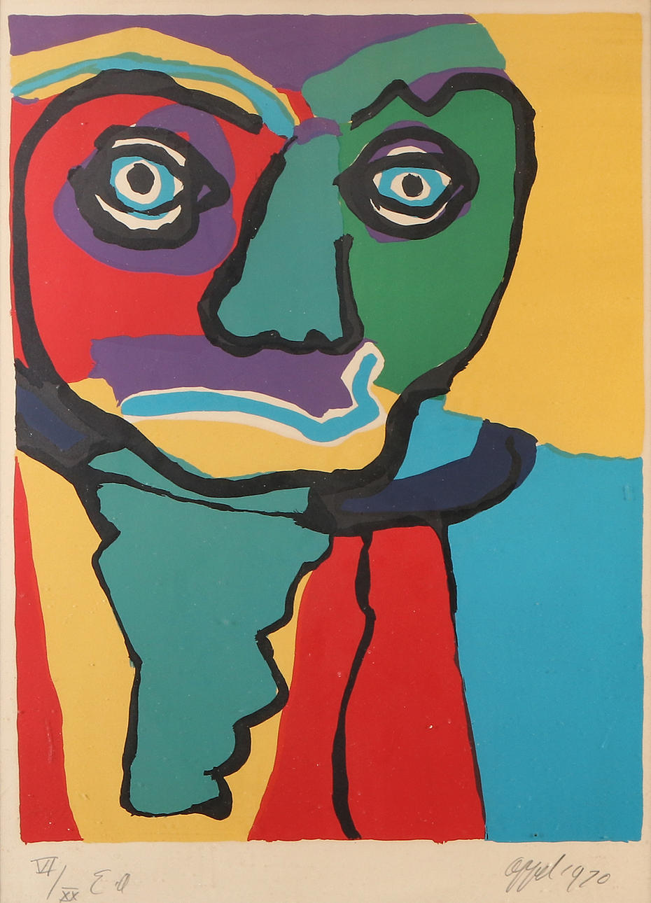 KAREL APPEL. Lithograph, VII/XX EA. Composition with figure. Signed.