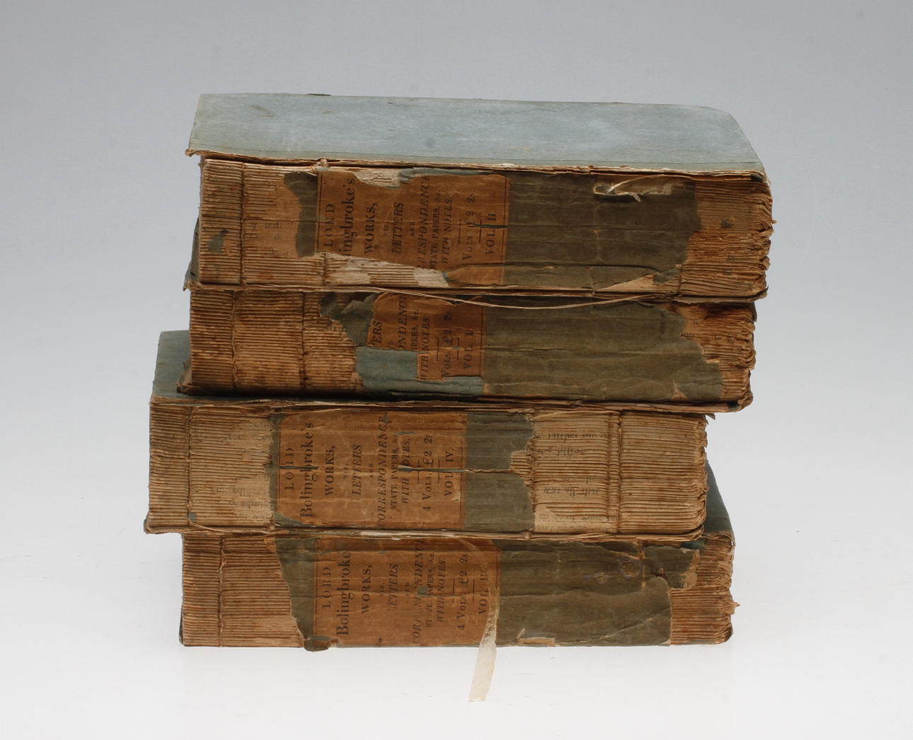 BOKVERK, 4 volymer, "Lord Bolingbrokes works", London 1798.