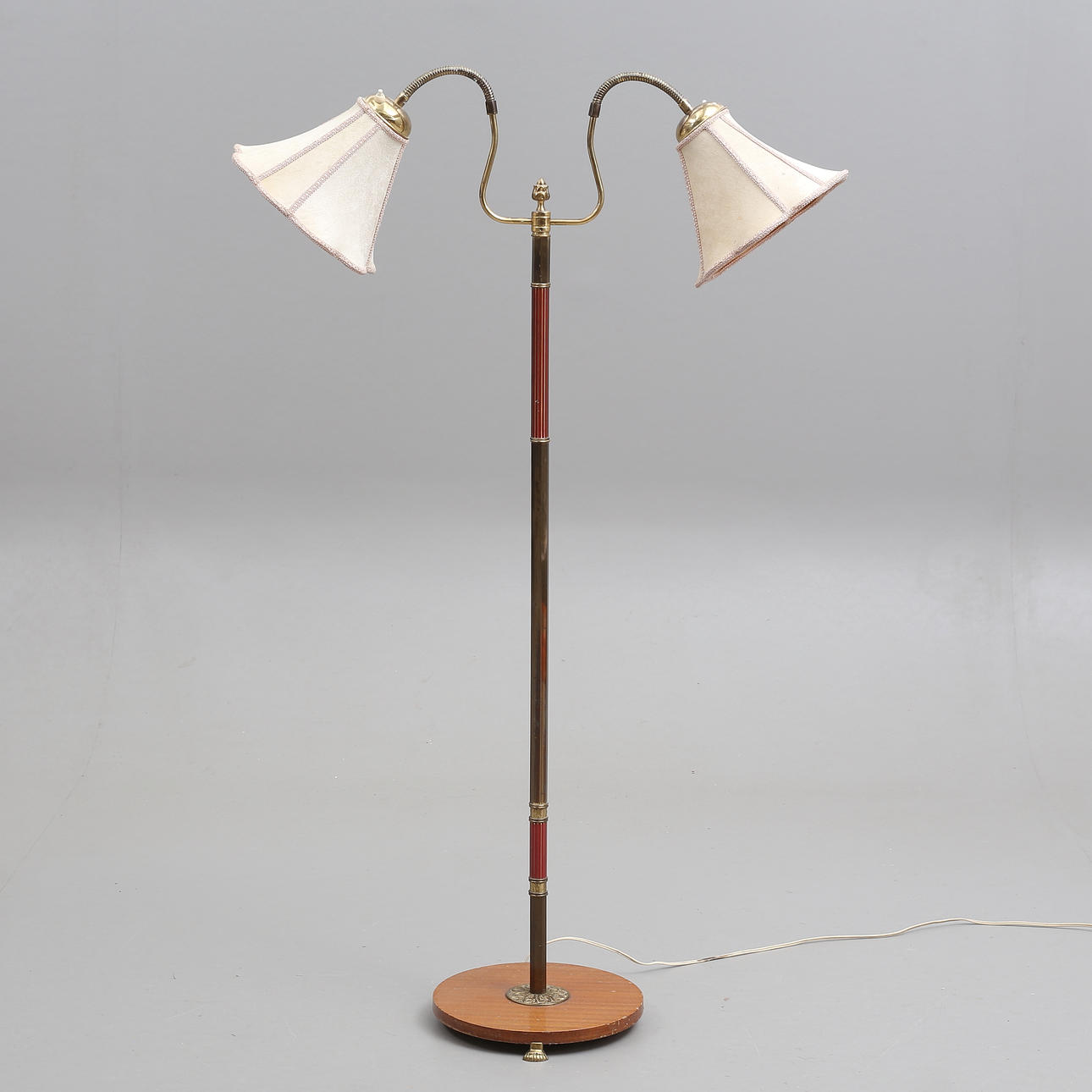 FLOOR LAMP, two-armed, mid-20th century.