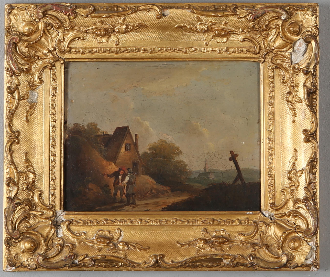 OIDENTIFIERAD KONSTNÄR. Pastoralt landskap, olja på pannå, 1800-tal.