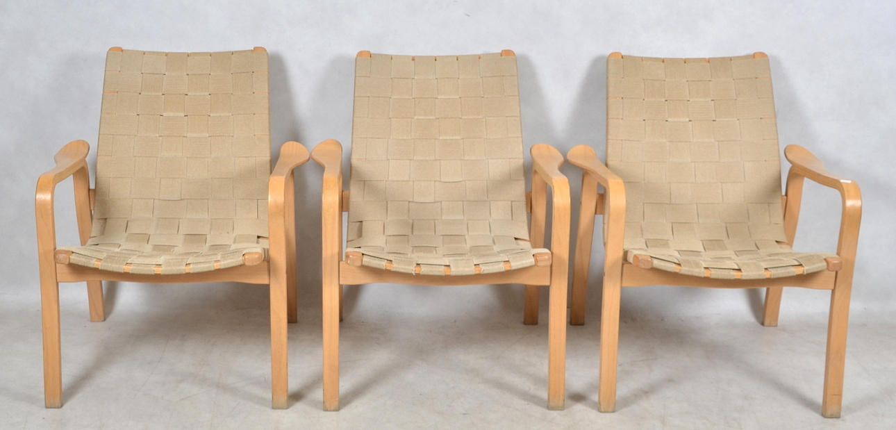 FÅTÖLJER, 3 st, "Laminett", Yngve Ekström, Swedese.