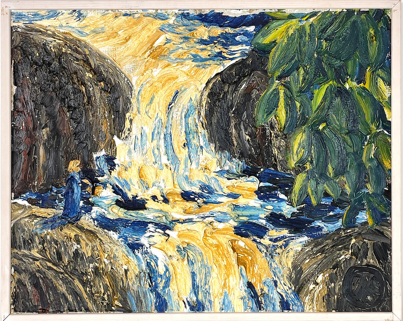 BISSE THOFELT. Oil on canvas, Waterfall, monogram signed.