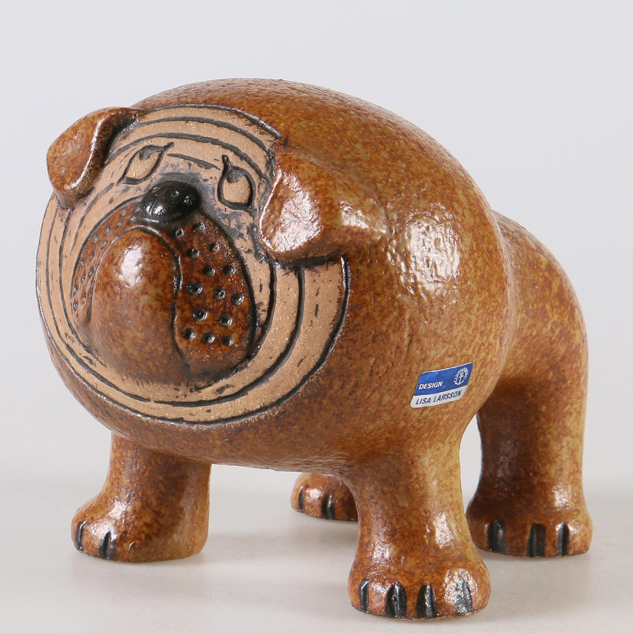 FIGURIN, stengods, Bulldog, Lisa Larson, Gustavsberg, 1900-talets andra hälft.