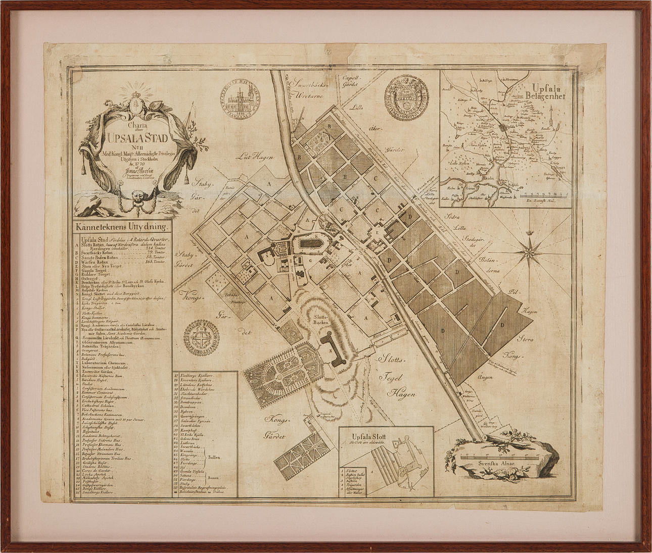 MAP, "Charta öfver Upsala stad" Jonas Brolin 1770.