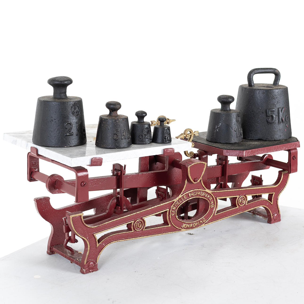 SCALE, with weights, metal, Lindells, Jönköping.
