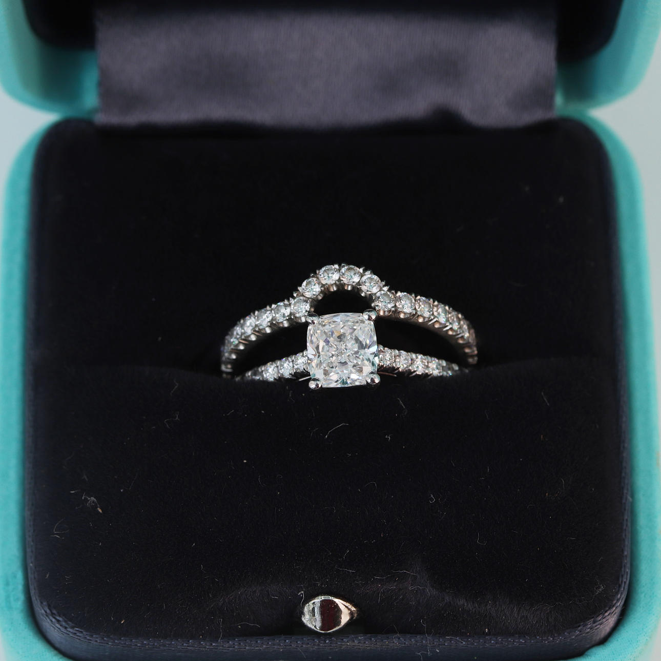 PLATINUM TIFFANY DIAMOND RING AND CAMPANION.