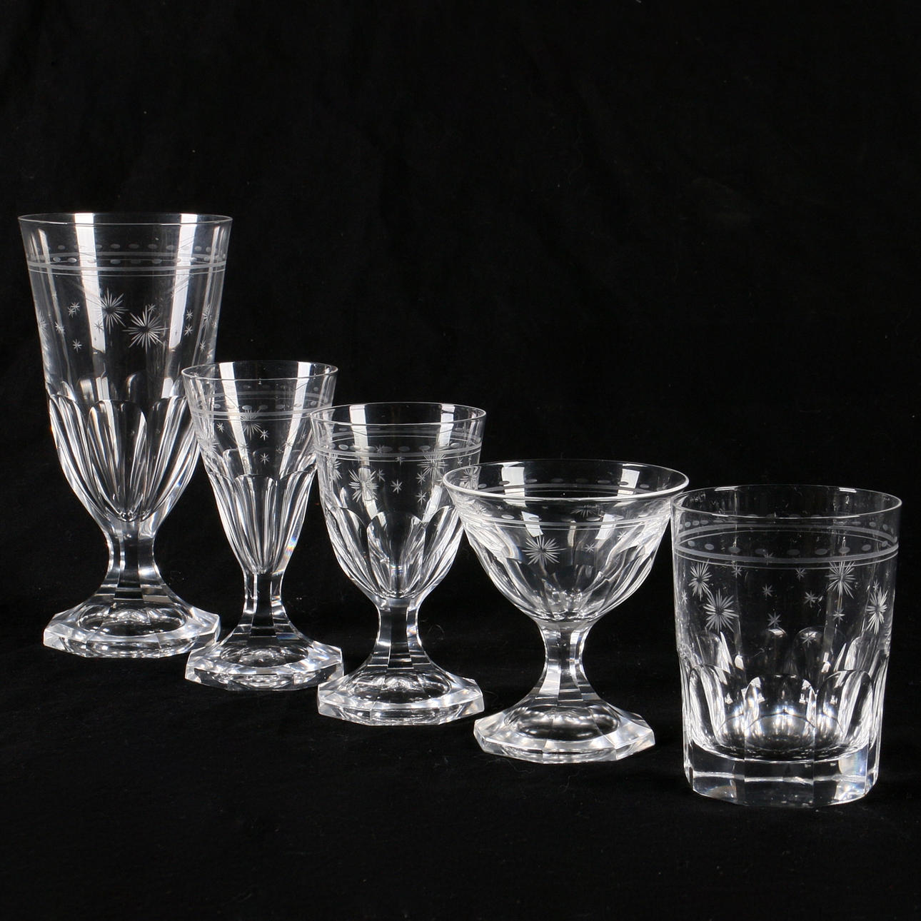 GLASSERVIS, 42 delar, Kronoberg, Kosta Boda, 1900-tal.