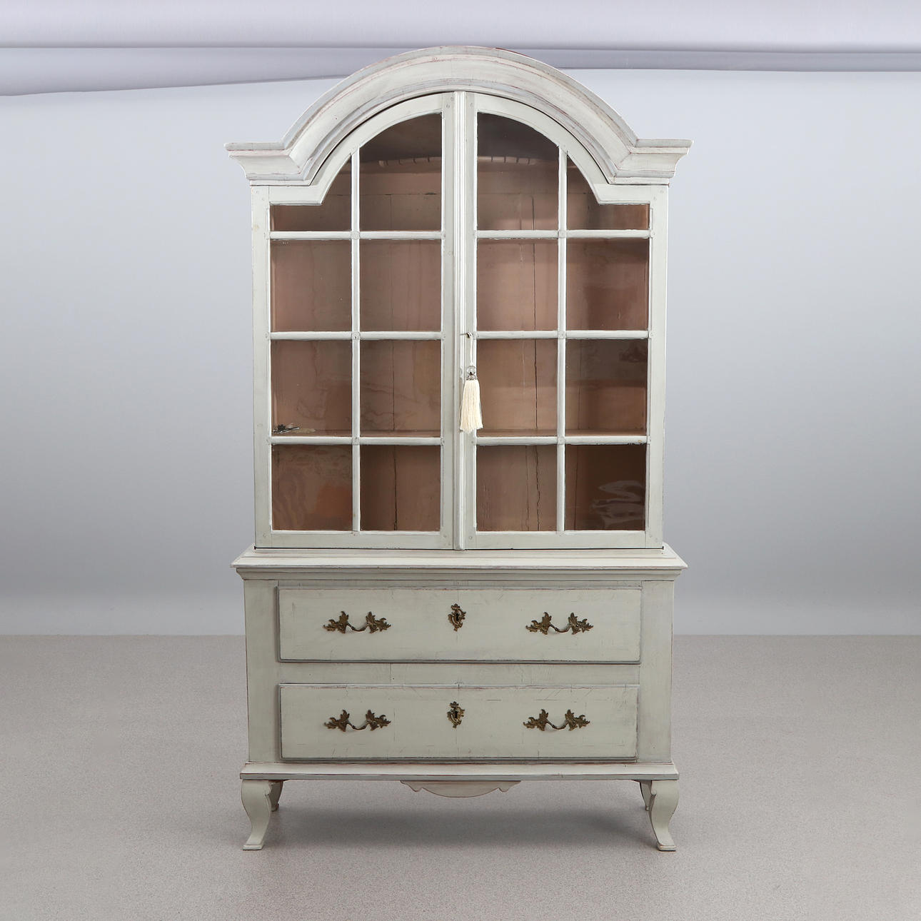 CABINET WITH GLAZED UPPER SECTION. Painted wood. 18th century.