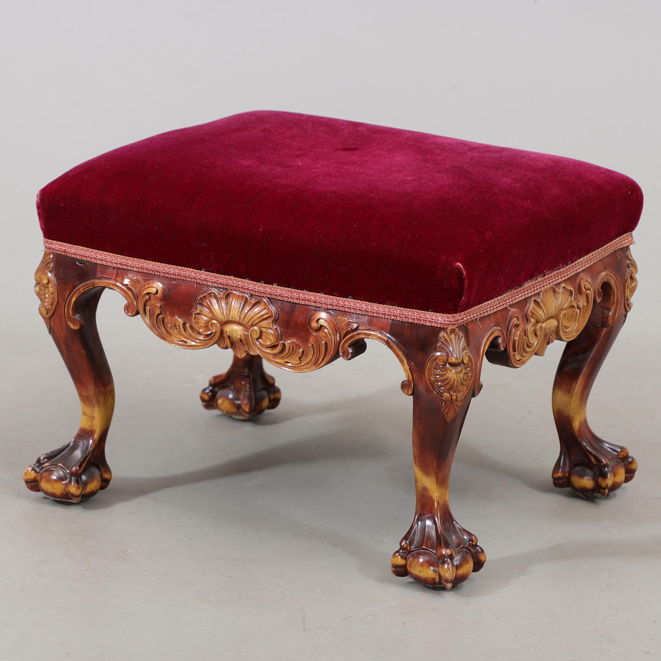 FOOTSTOOL, Chippendale style, early 20th century.