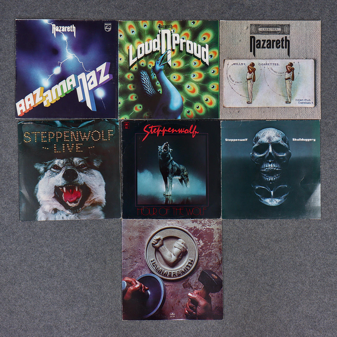 7 LP RECORDS, HAMMERSMITH, STEPPENWOLF, NAZARETH.