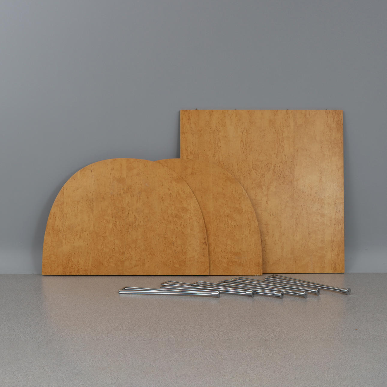 BRUNO MATHSSON. DINING TABLE, THREE SECTIONS. Masur birch and chrome-plated metal. "Superelliptical". Unmarked.