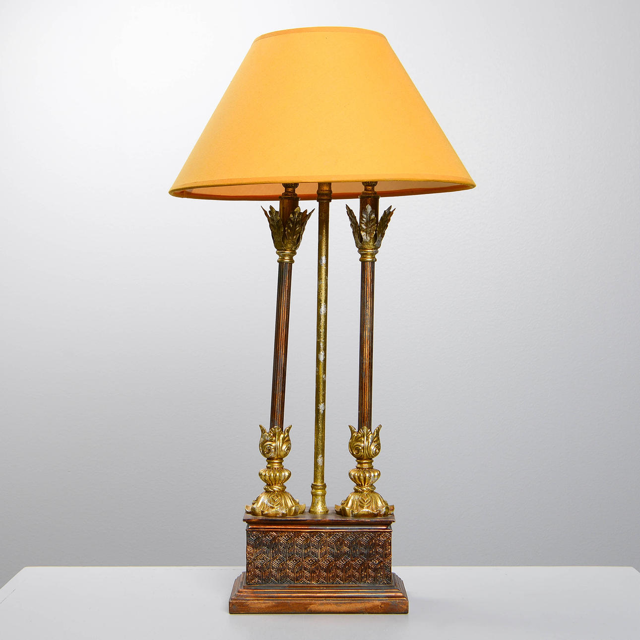 ANETA LIGHTING, Table lamp, bronzed brass & wood.