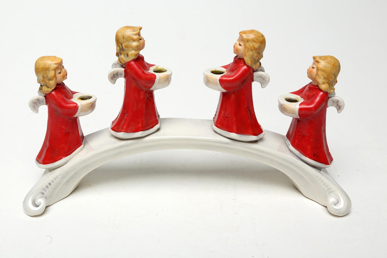 CANDLESTICK, porcelain, Goebel, angels.