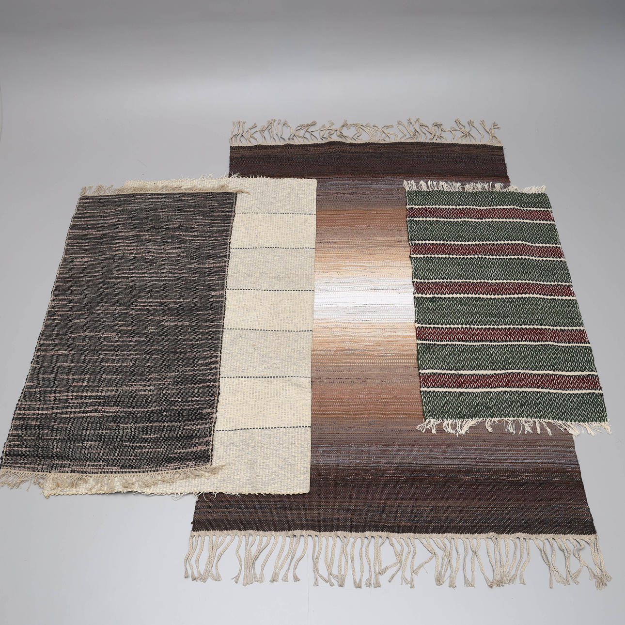 RUGS, 4 pcs, wool & rag rugs.