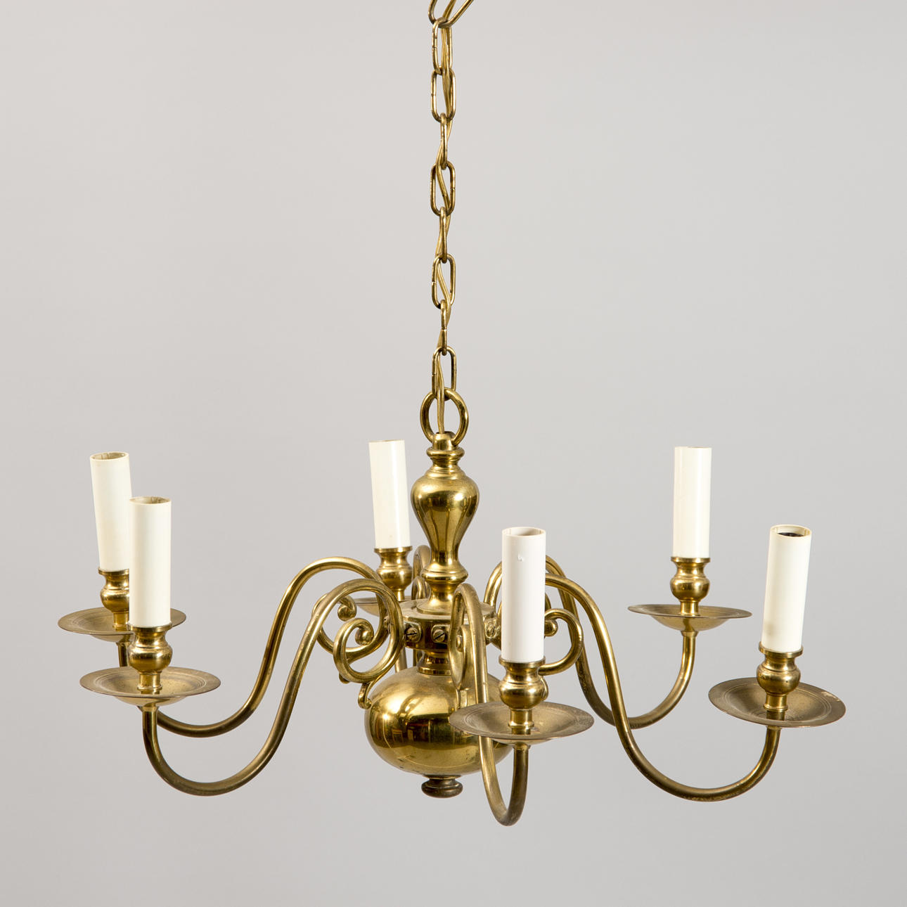 TAKLAMPA, 6-armad bronskrona, 1900-talets första hälft.